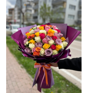 ithal renkli gül buketi2